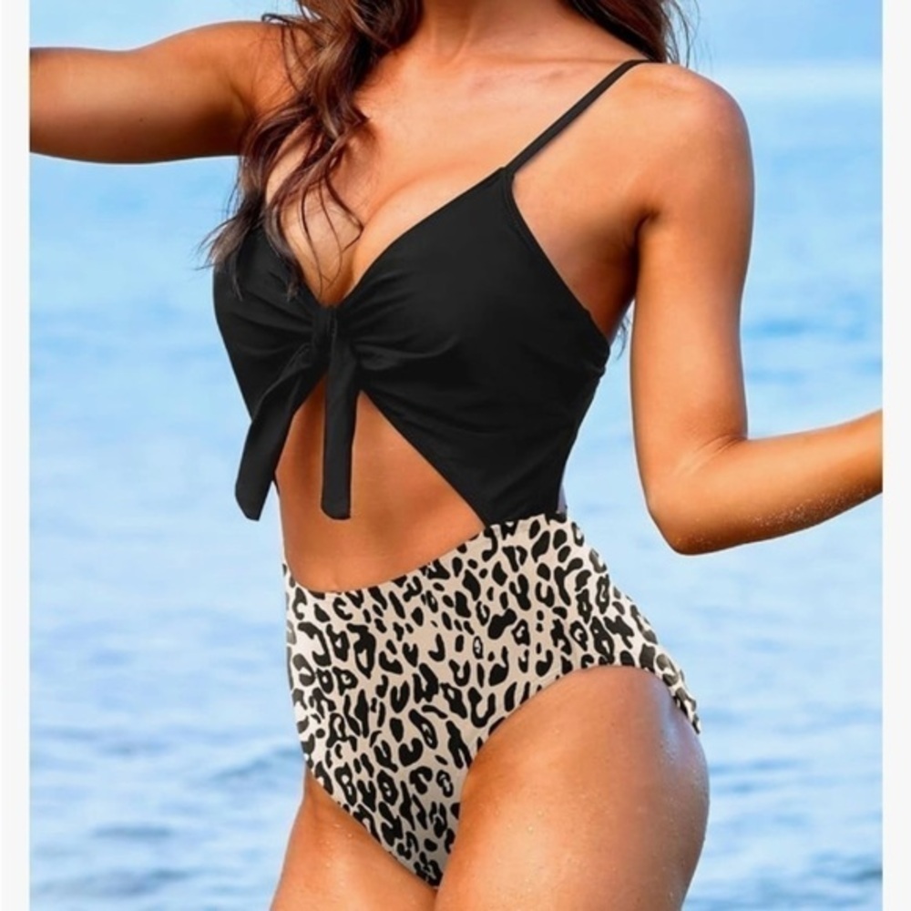 Tempt Me One Piece Bathing Suits Cutout Tie Knot Monokini high waist new small